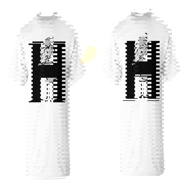 みんな大好きハシビロコウ 動かない鳥 はしび郎クラブ Hアルファベット ロゴ Tシャツ