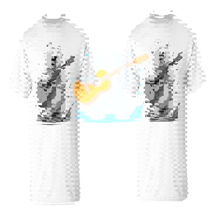 アコースティックギターを弾くクマ、ベアギタリスト 長袖tシャツ Tシャツ