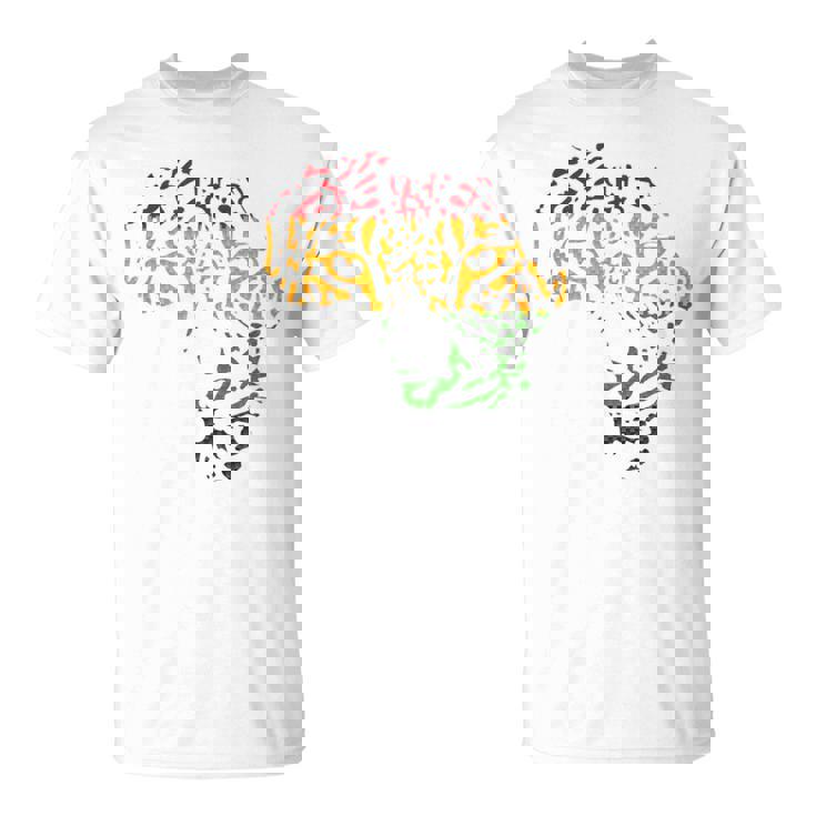 アフリカ地図 ヒョウ柄 アフリカラスタカラー Tシャツ