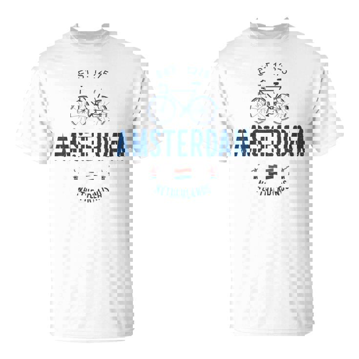アムステルダム バイク シティ アムステルダム バイクタウン オランダの国旗 Tシャツ