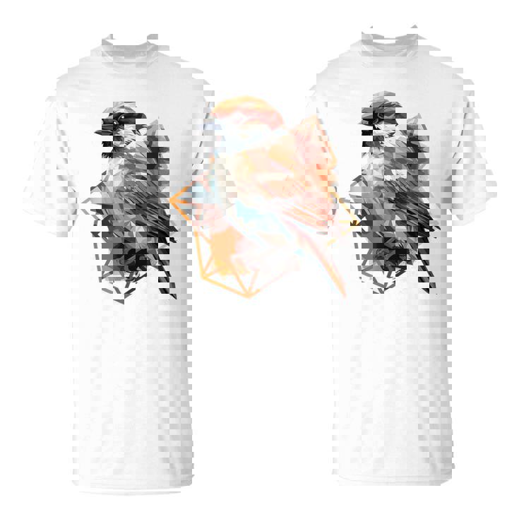 アメリカンツリー スズメ 鳥 幾何学模様 パッテンアート かわいい鳥 ロー Tシャツ