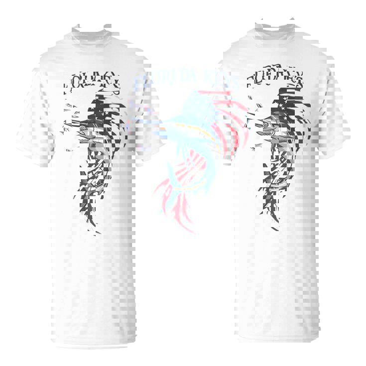 アメリカ国旗 愛国的 カジキ マーリン フロリダの鍵 Tシャツ