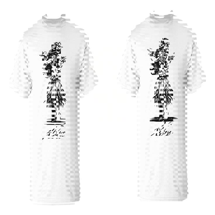 アロハ ハワイ ハワイアン ヴィンテージ ワヒネ フラダンス ダンサー ガール Tシャツ