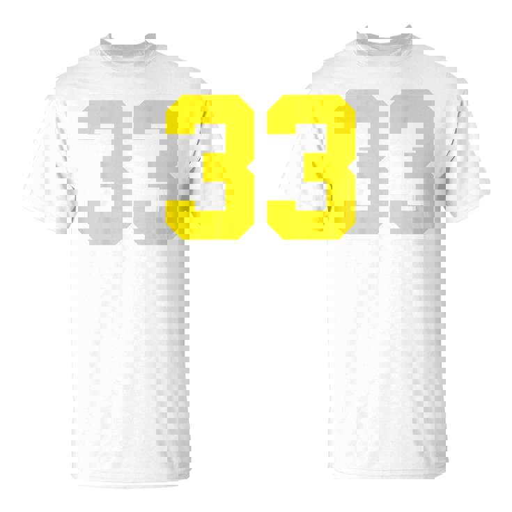 イエローナンバー33 背面 スポーツチーム ジャージ番号 Tシャツ
