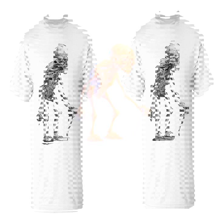 エイリアン スケルトン クリーチャー 松葉杖 スティック Tシャツ