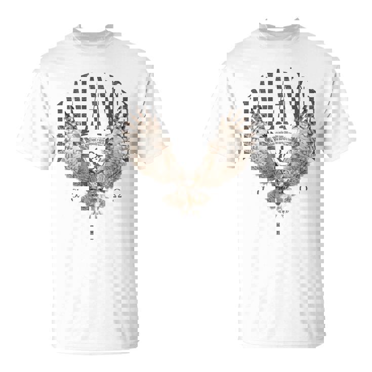 エレガントな夜フクロウ野生動物フクロウ鳥バックプリント フクロウ Tシャツ