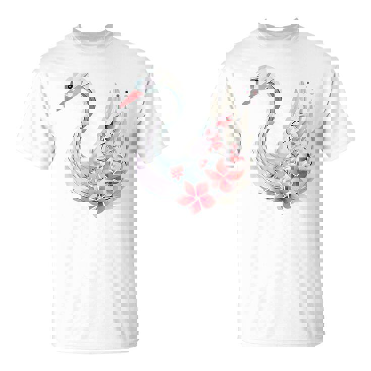 エレガントな白鳥の花 Tシャツ