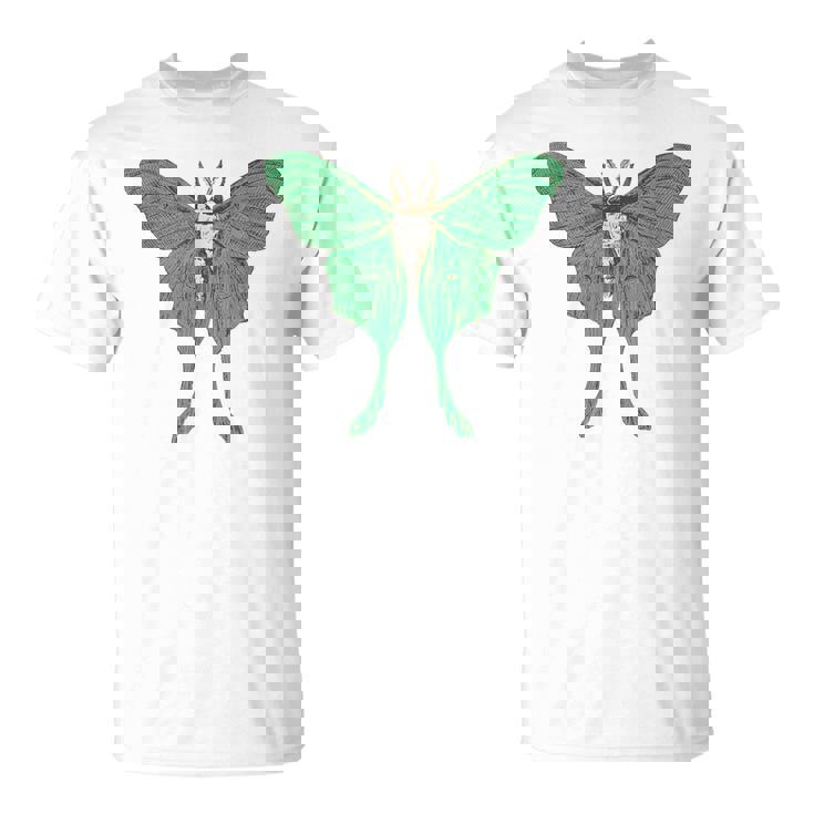 オオミズアオ ルナモス 薄い 緑色 黄緑色 蛾 Luna Moth レトロ 虫 昆虫 イラスト かっこいい おしゃれ Tシャツ