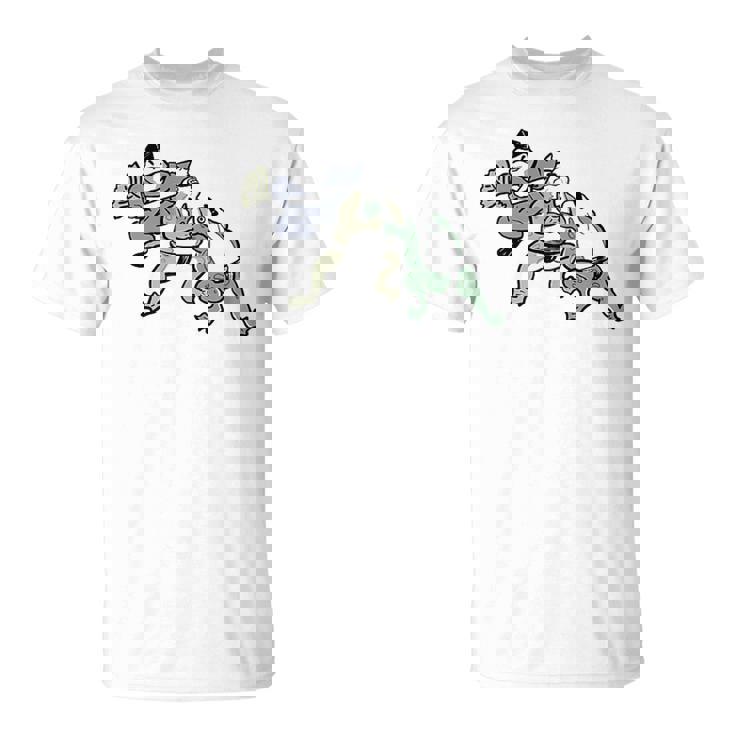 カエル 相撲 伝統 浮世絵 のようなカエルイラスト かわいい 渋かっこいい ワンポイント Tシャツ