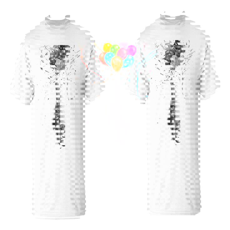 カラフルな顔 赤ちゃん オランウータン ハンギングバルーン グラフィック 猿 Tシャツ