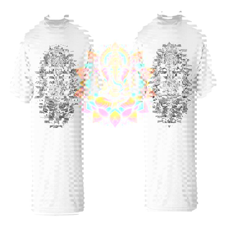 ガネーシャシンボル ヨガ ヒンドゥー教 象 神 ガネーシャ プージャ 長袖tシャツ Tシャツ