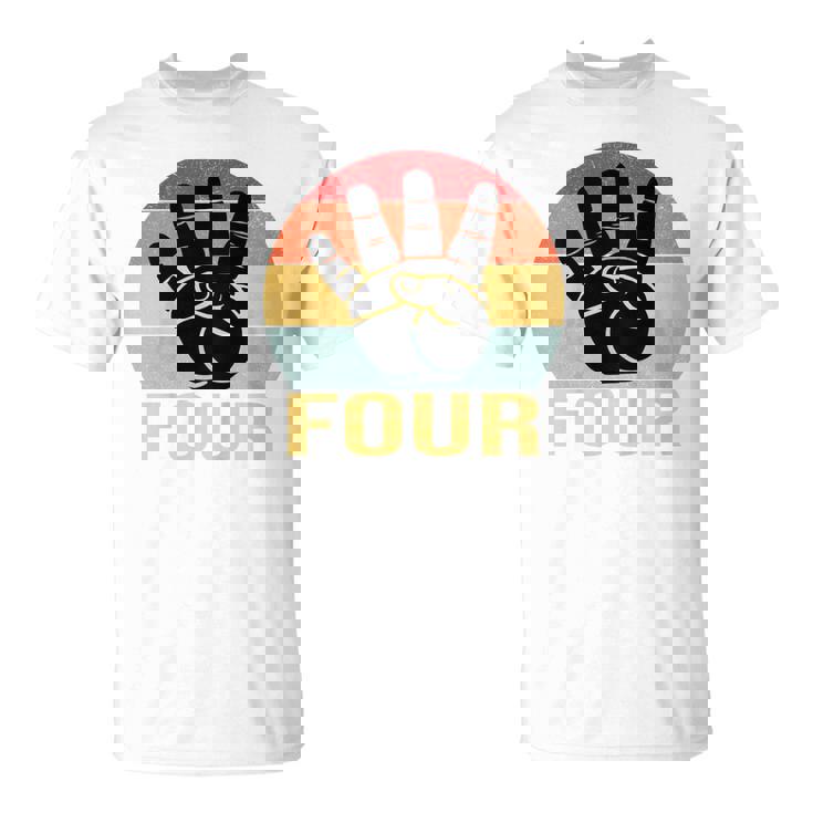 キッズ 4 歳の誕生日 4 つの指 私は 4 4 歳の男の子、女の子 Tシャツ