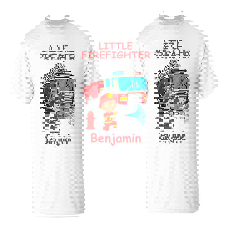 キッズ 消防署の消防車 小さな消防士ベンジャミン Tシャツ