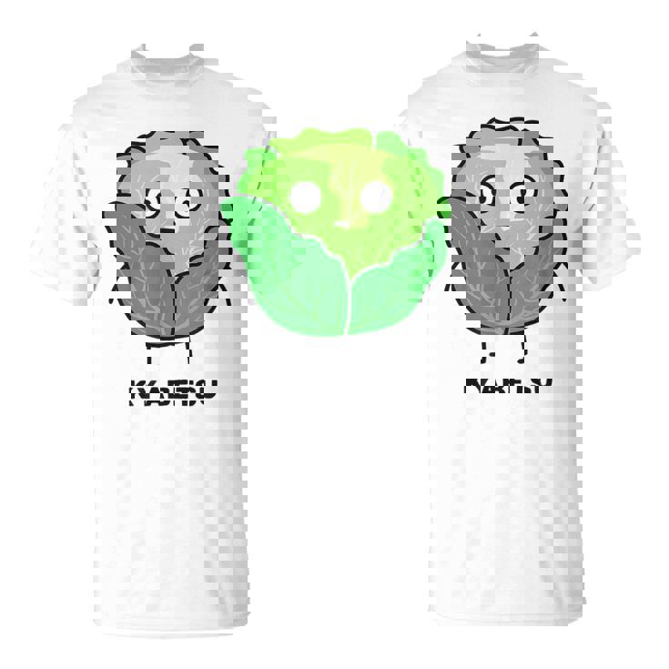 キャベツ 顔 イラスト かわいい おもしろ 面白い 簡単 シンプル ゆるい 野菜 Tシャツ