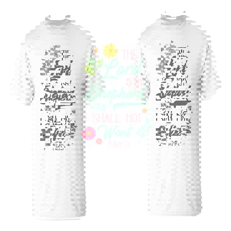 キリスト教聖書の詩 主は私の羊飼い 詩篇 23 花 Tシャツ