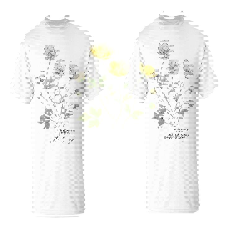 キンポウゲ 花柄 ボタニカルtシャツ ヴィンテージ 自然 野花 アート Tシャツ