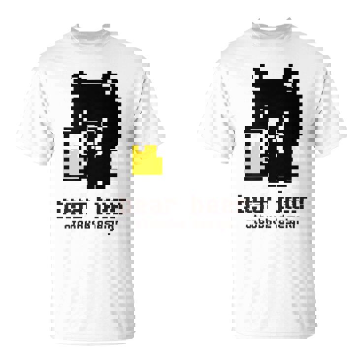 クマ ビール ドット絵 かわいい レトロ Tシャツ
