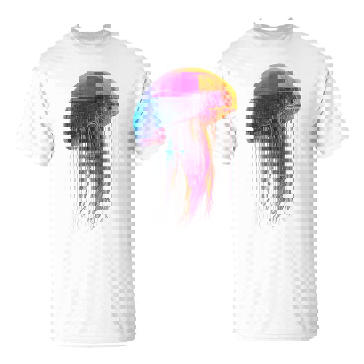 クラゲ 幾何学模様 動物 抽象 カラフル アート クラゲ Tシャツ