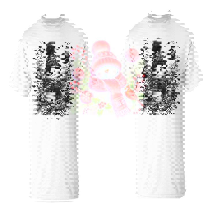 クリスマスの雪だるま Tシャツ