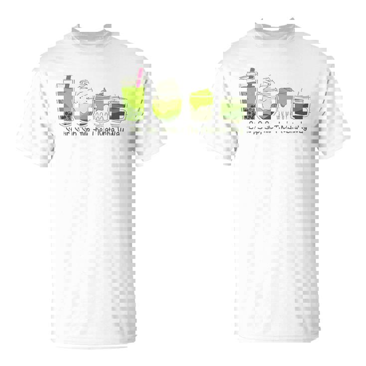 クリーミーダルゴナ抹茶ボバティー、スマイル、抹茶の方法 Tシャツ