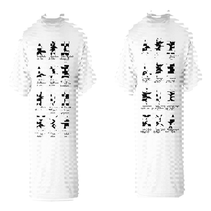 クールなタイプの忍者スターと手裏剣格闘技tシャツ Tシャツ