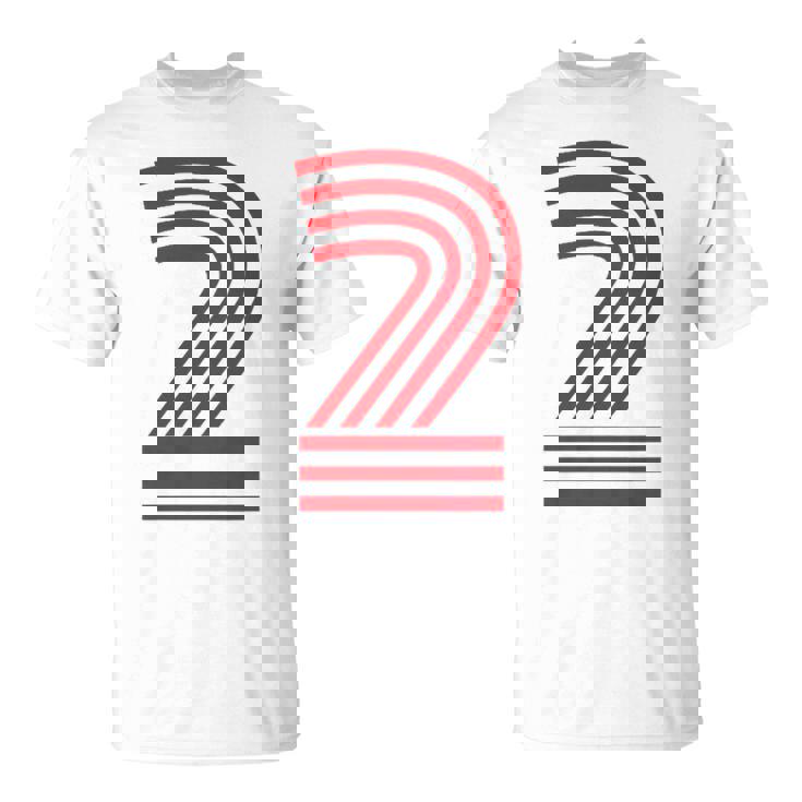 クールなレトロなレタリングジャージ、背番号2 Two Dos Tシャツ