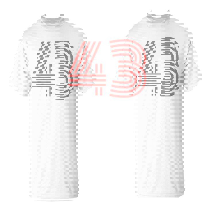 クールなレトロなレタリングジャージ、背番号43 Fourtythree Tシャツ