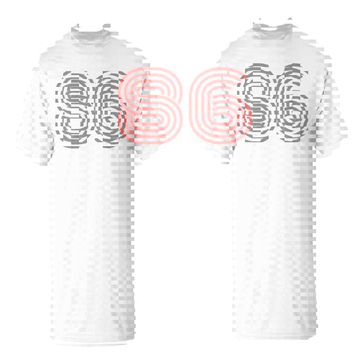 クールなレトロなレタリングジャージ、背番号86 1986 Tシャツ