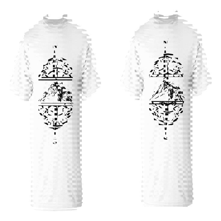 コンパス ローズ マウンテン シーン 自然 恋人 ハイキング バックパッキング Tシャツ