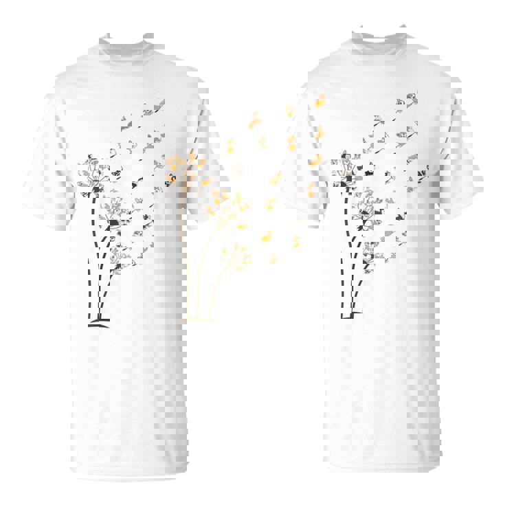 コーギー フラワー フライ タンポポ 面白い かわいい 犬好き ウェルシュ コーギー Tシャツ