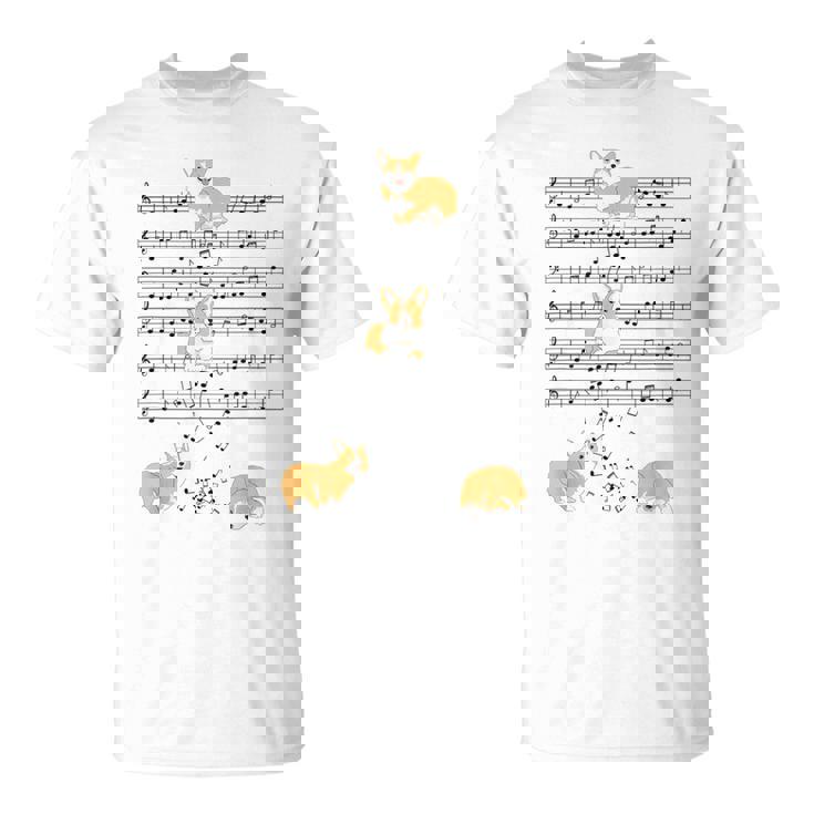 コーギー 犬 音符 音符 ミュージシャン かわいい コーギー 犬 Tシャツ