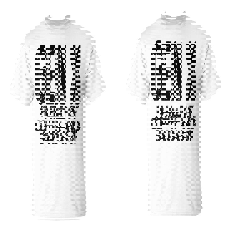 コーヒーと皮肉なユーモアに刺激された面白いジェネレーションx Gen X Tシャツ