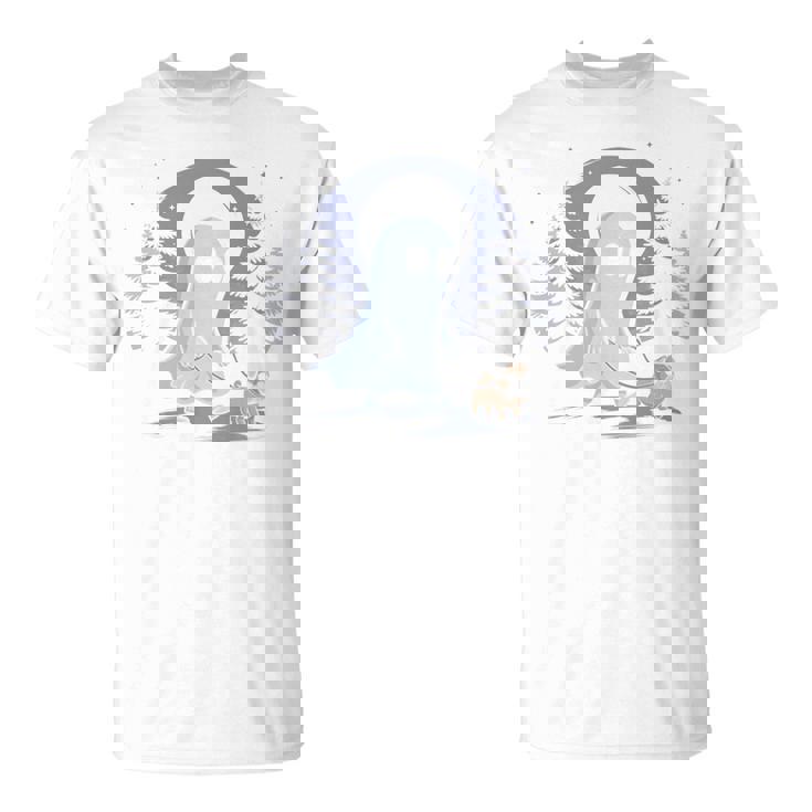 ゴースト 犬 散歩 面白い ハロウィン コスチューム パーティー パグ愛好家 長袖tシャツ Tシャツ