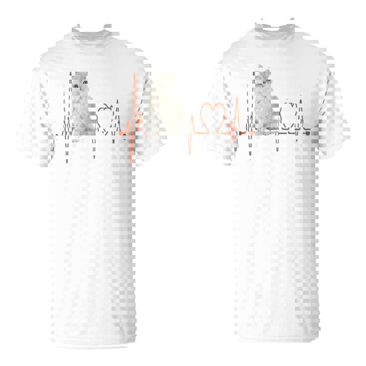 ゴールデンチンチラ ペルシャ猫 ハートビート Ekg I Love My Cats Tシャツ