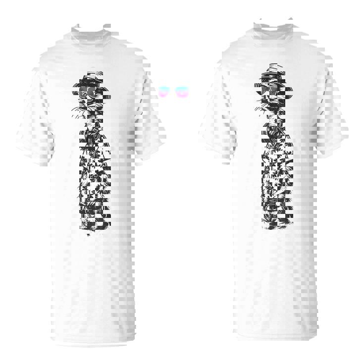 サングラスとヘッドフォンをしたミーアキャット Tシャツ