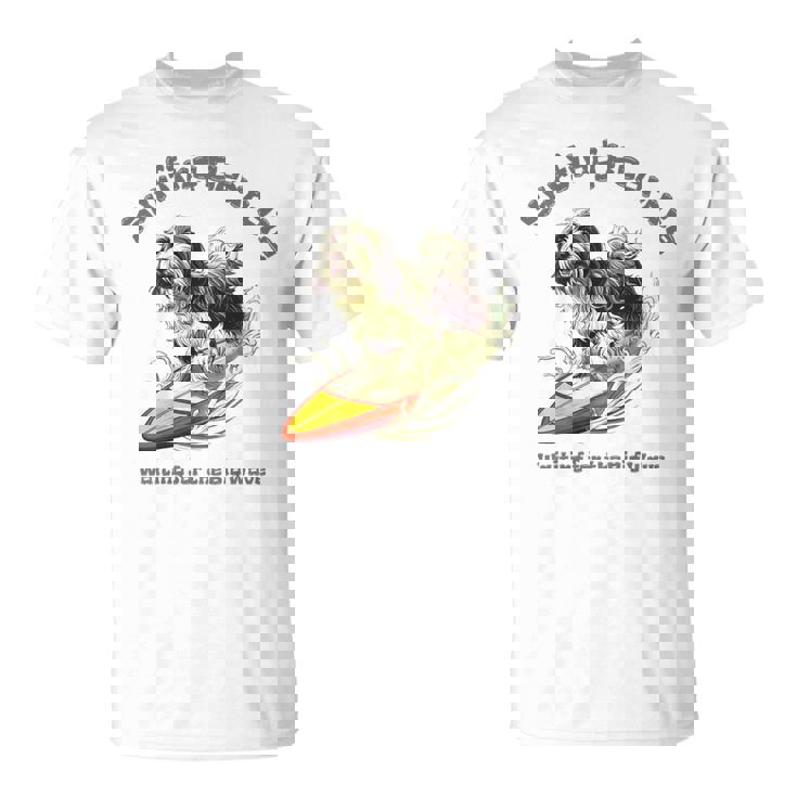 サーフィン 犬 ビアデッドコリー かわいい 面白い Tシャツ