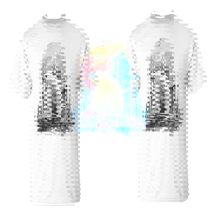 シロクマ 動物 カラフル 動物園 アート 描画 シロクマ Tシャツ