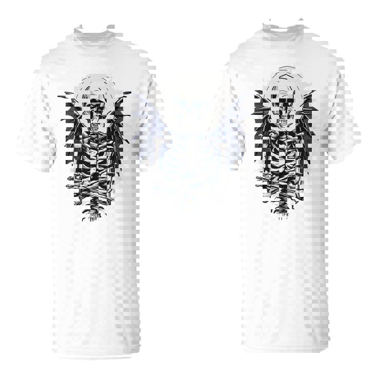 スケルトン ハロウィン コスチューム 怖い 不気味な翼 死 Tシャツ