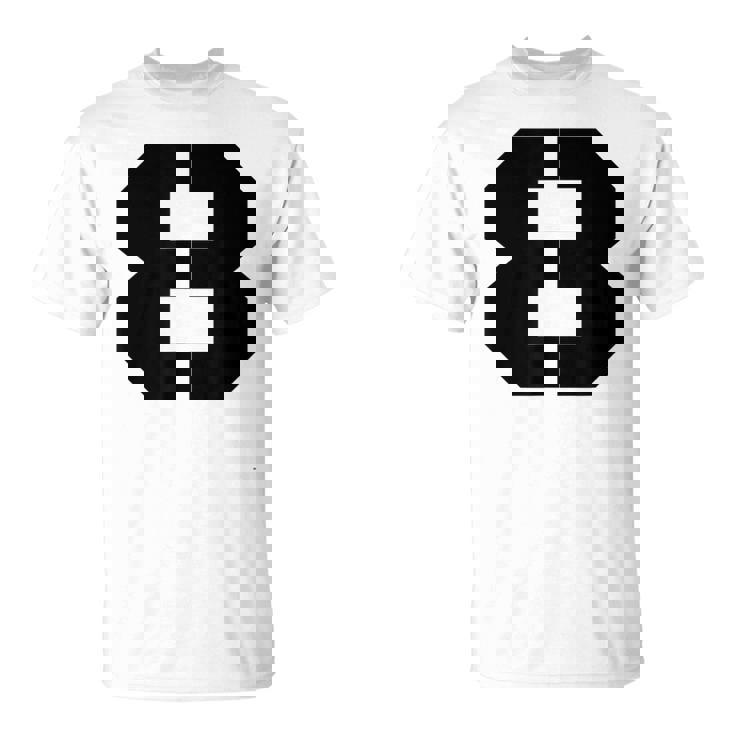 タイポグラフィ 太字 ステンシル 8番 数字 8 Tシャツ