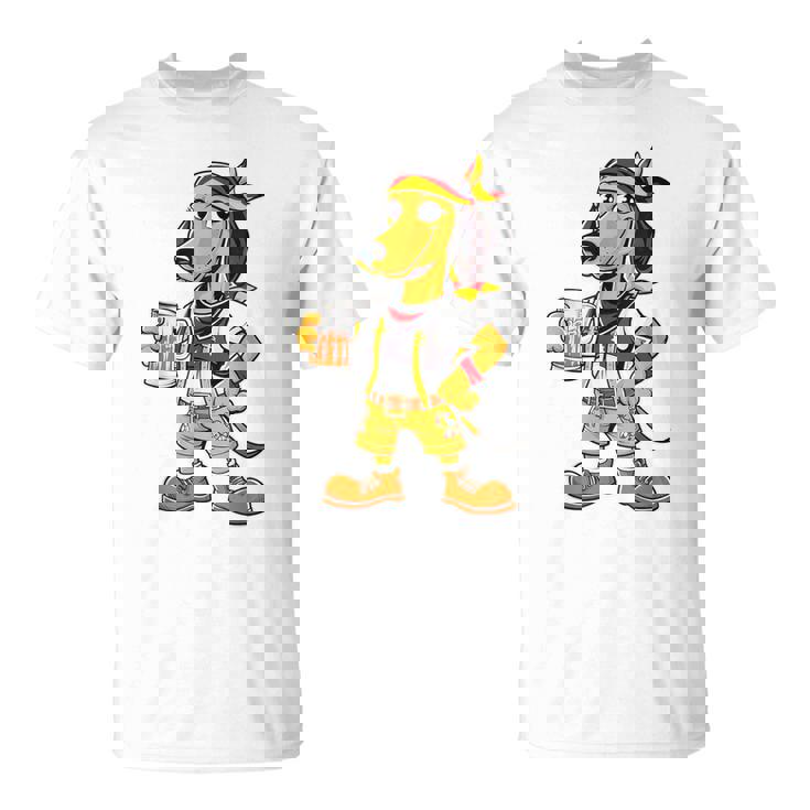 ダックスフント ドイツ服 オクトーバーフェスト レーダーホーゼン メンズ 乾杯 Tシャツ