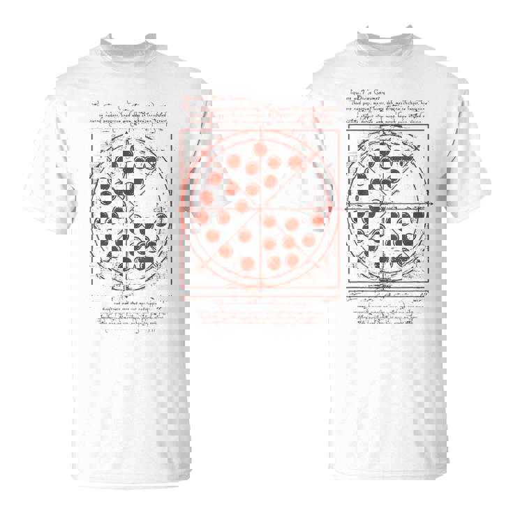 ダヴィンチ・ヴィトルヴィアンマン・ピザ Tシャツ