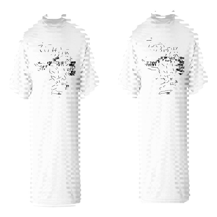 ティラノサウルス 黒線画 Tシャツ