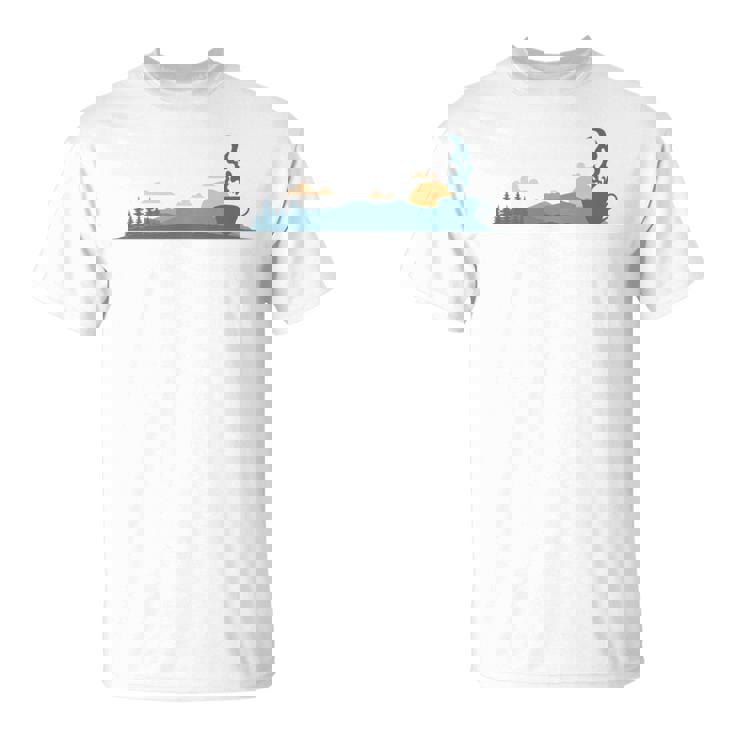 ティーカップのシルエットと黄昏のシーン 長袖tシャツ Tシャツ