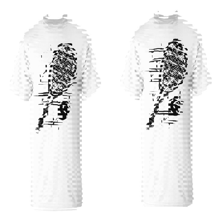 テニスラケット ボール シルエット 面白い スポーツ選手 コーチファン Tシャツ