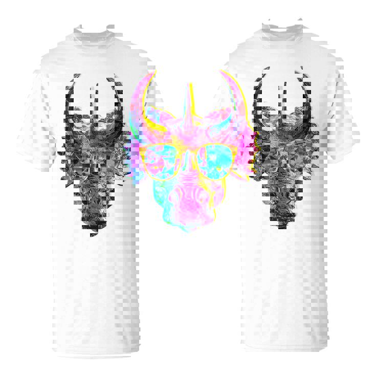 トリケラトプス 恐竜 グラフィック サングラス アートワーク トリケラトプス Tシャツ