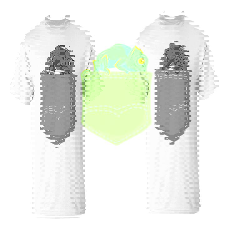 トロピカル アニマル トカゲ 爬虫類ラバー ポケット カメレオン Tシャツ