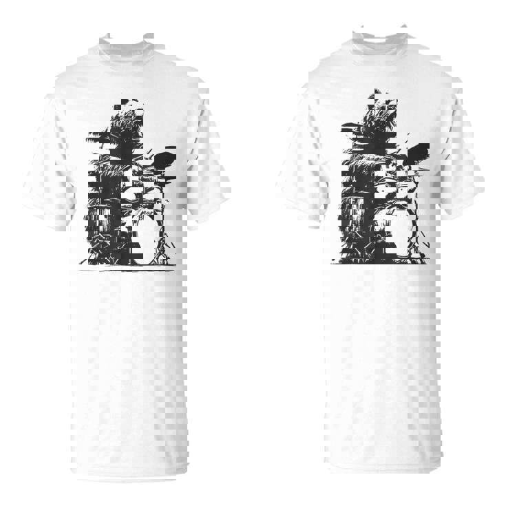 ドラマー ドラムキット クマの演奏 ドラムキット ミュージシャン Tシャツ