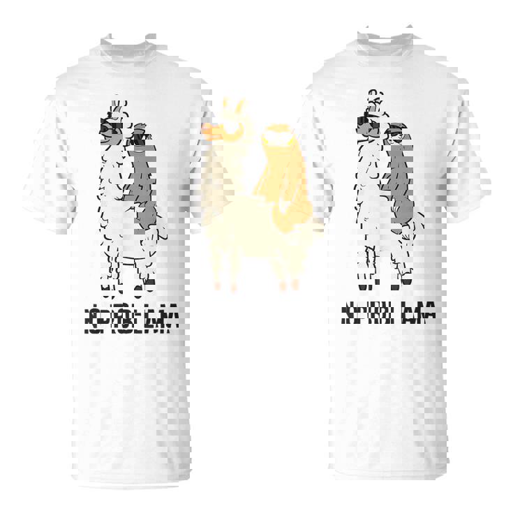 ナマケモノ乗り ラマ ノープルーラマ ラマ Tシャツ