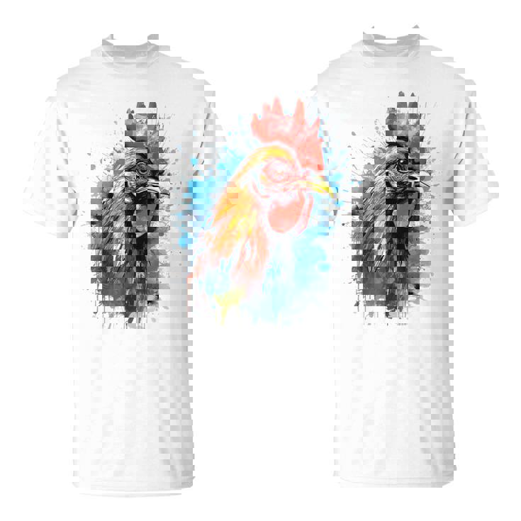 ニワトリ 動物 絵画 グラフィック 抽象 カラフル チキン Tシャツ