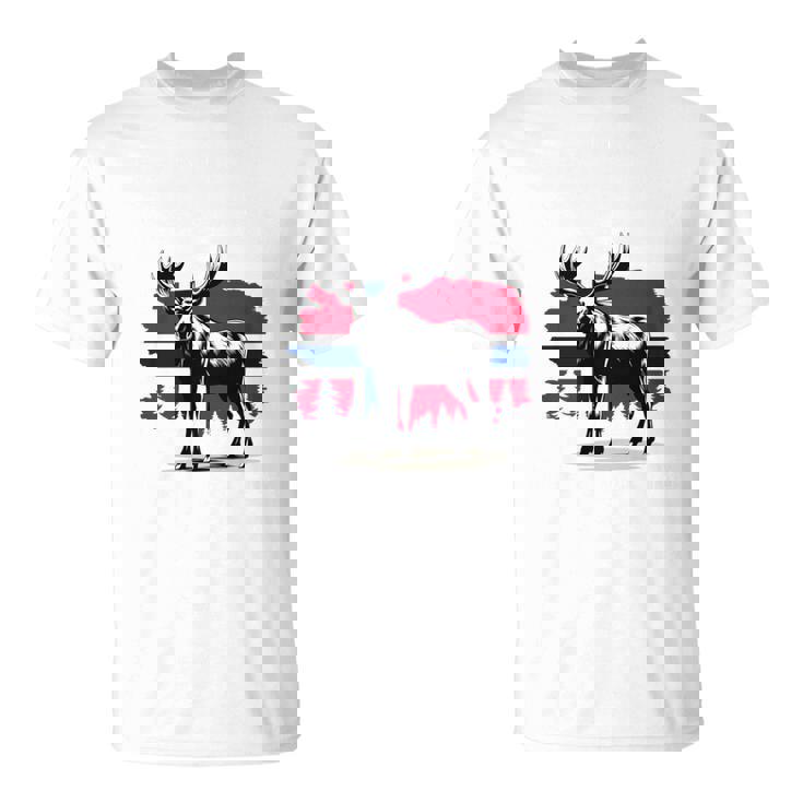 ノルウェー デザイン ヘラジカ ノルウェー国旗 自然 服装 北欧 長袖tシャツ Tシャツ